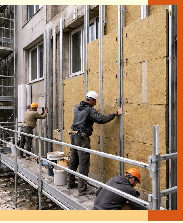 Утепление вентилируемого фасада в Ялуторовске от 5784 руб/м2 — монтаж и утепление вентфасад | ТепломастерЛтр