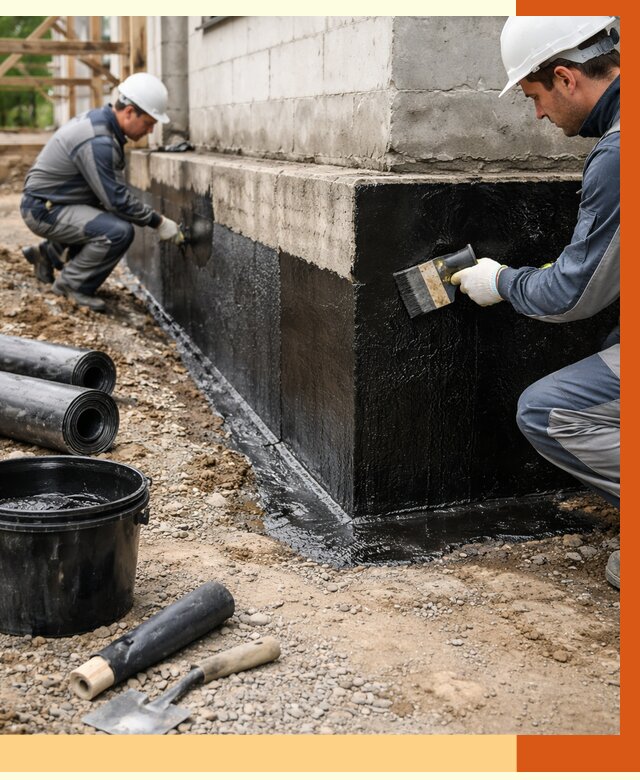Гидроизоляция фундамента в Ялуторовске от 1291 руб. — профессионально, под ключ | ТепломастерЛтр